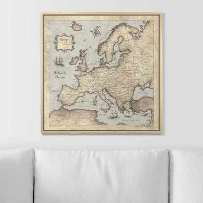 Push Pin Europe Map: Rustic Vintage (Pins Included)