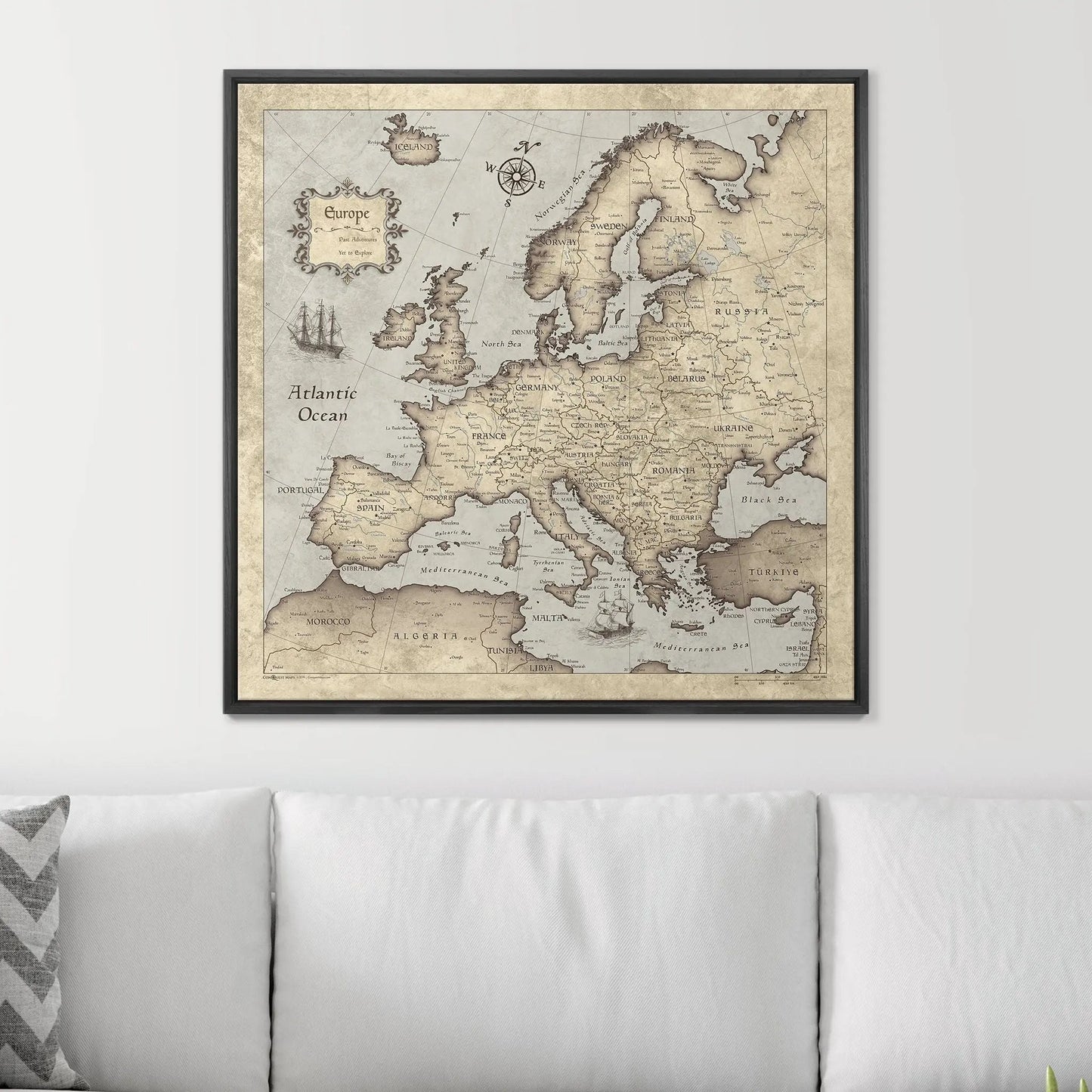 Push Pin Europe Map: Rustic Vintage (Pins Included)