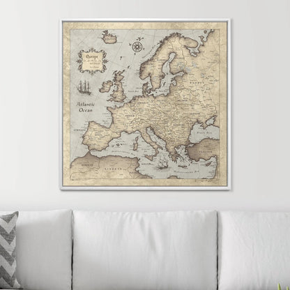 Push Pin Europe Map: Rustic Vintage (Pins Included)