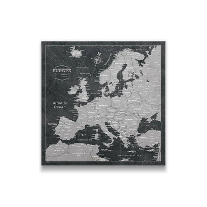 Push Pin Europe Map: Modern Slate (Pins Included)
