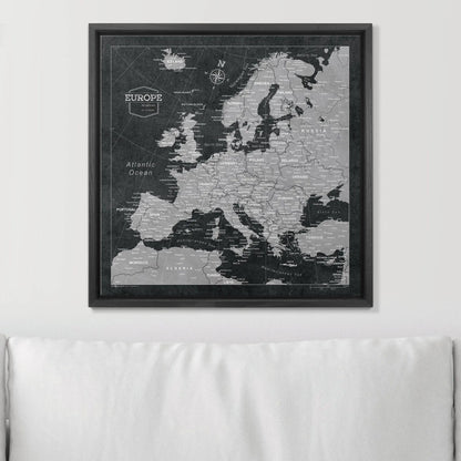 Push Pin Europe Map: Modern Slate (Pins Included)