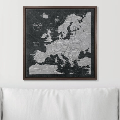 Push Pin Europe Map: Modern Slate (Pins Included)