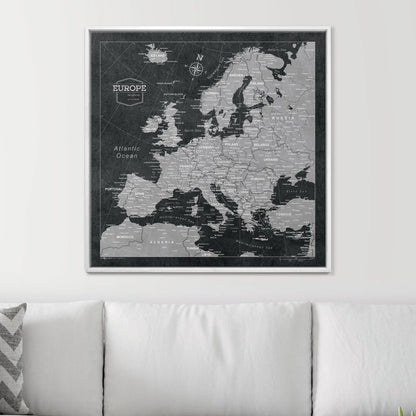 Push Pin Europe Map: Modern Slate (Pins Included)