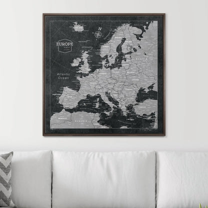 Push Pin Europe Map: Modern Slate (Pins Included)