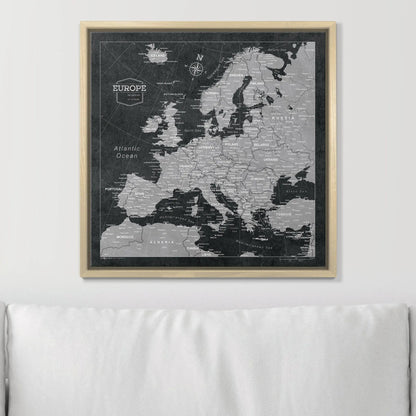 Push Pin Europe Map: Modern Slate (Pins Included)