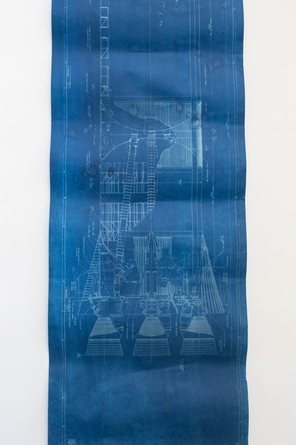 NASA Apollo Saturn V Cyanotype Blueprint