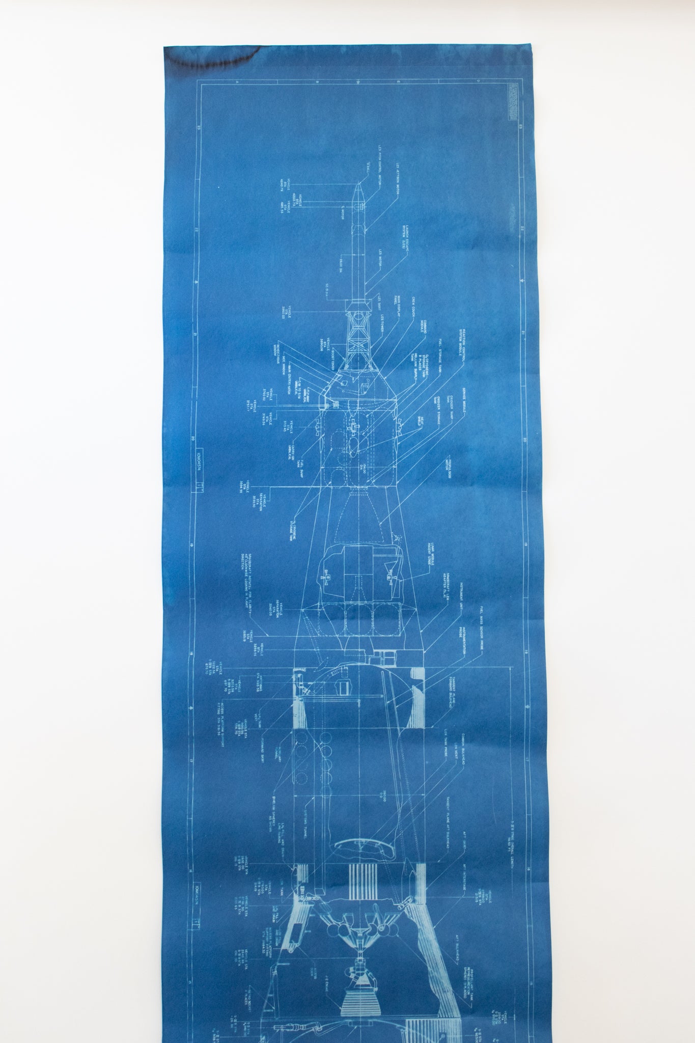 NASA Apollo Saturn V Cyanotype Blueprint