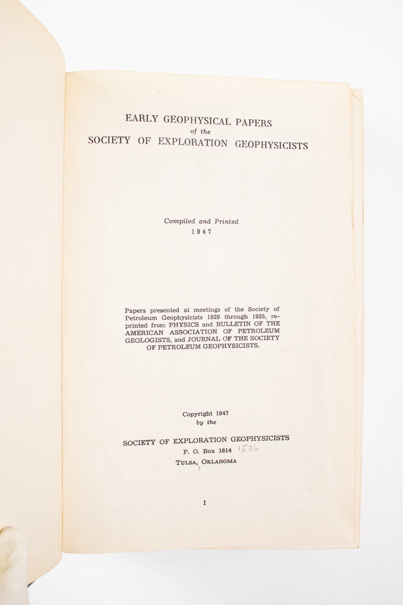 Early Geophysical Papers of the Society of Exploration Geophysicists