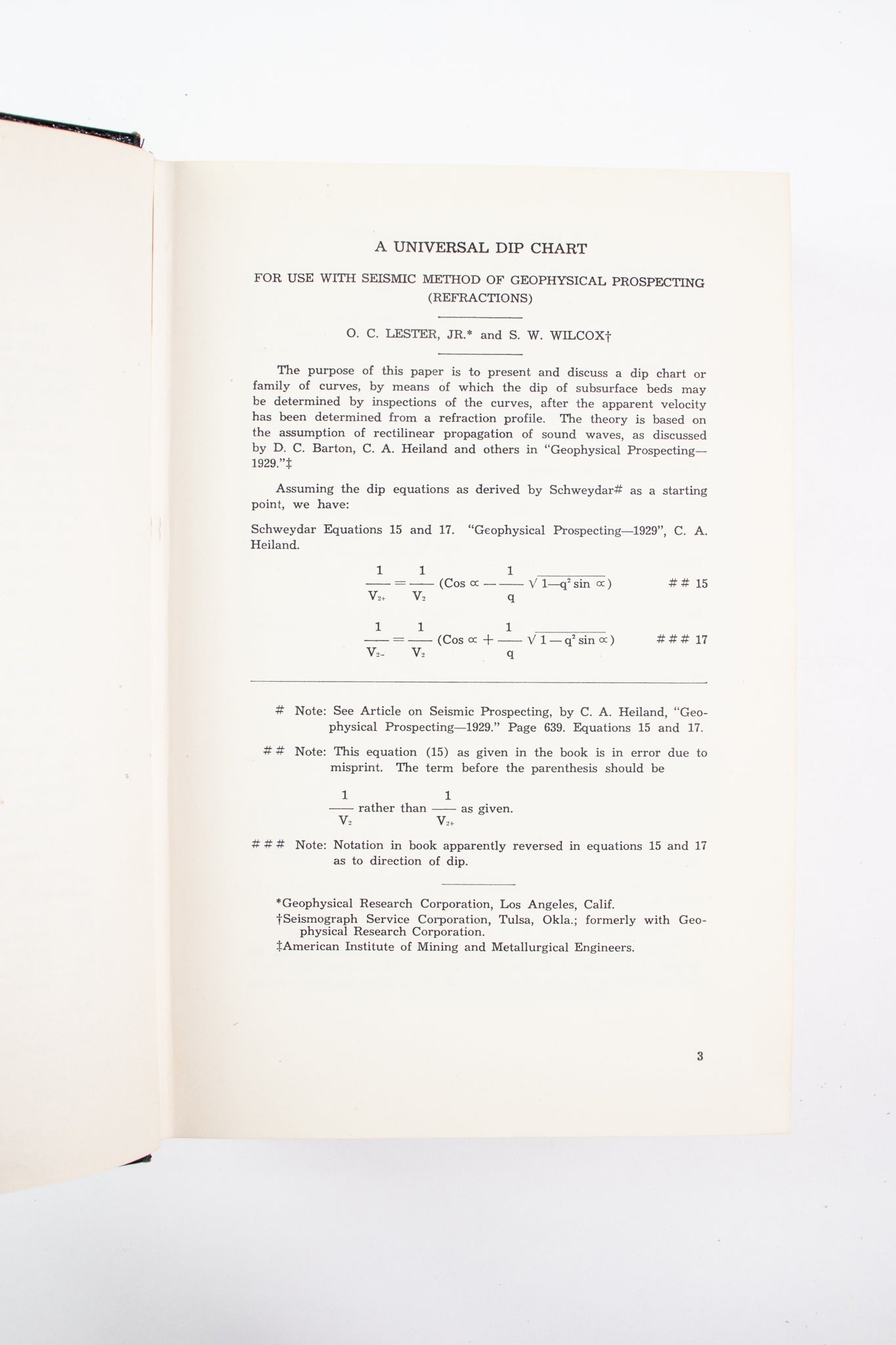 Early Geophysical Papers of the Society of Exploration Geophysicists