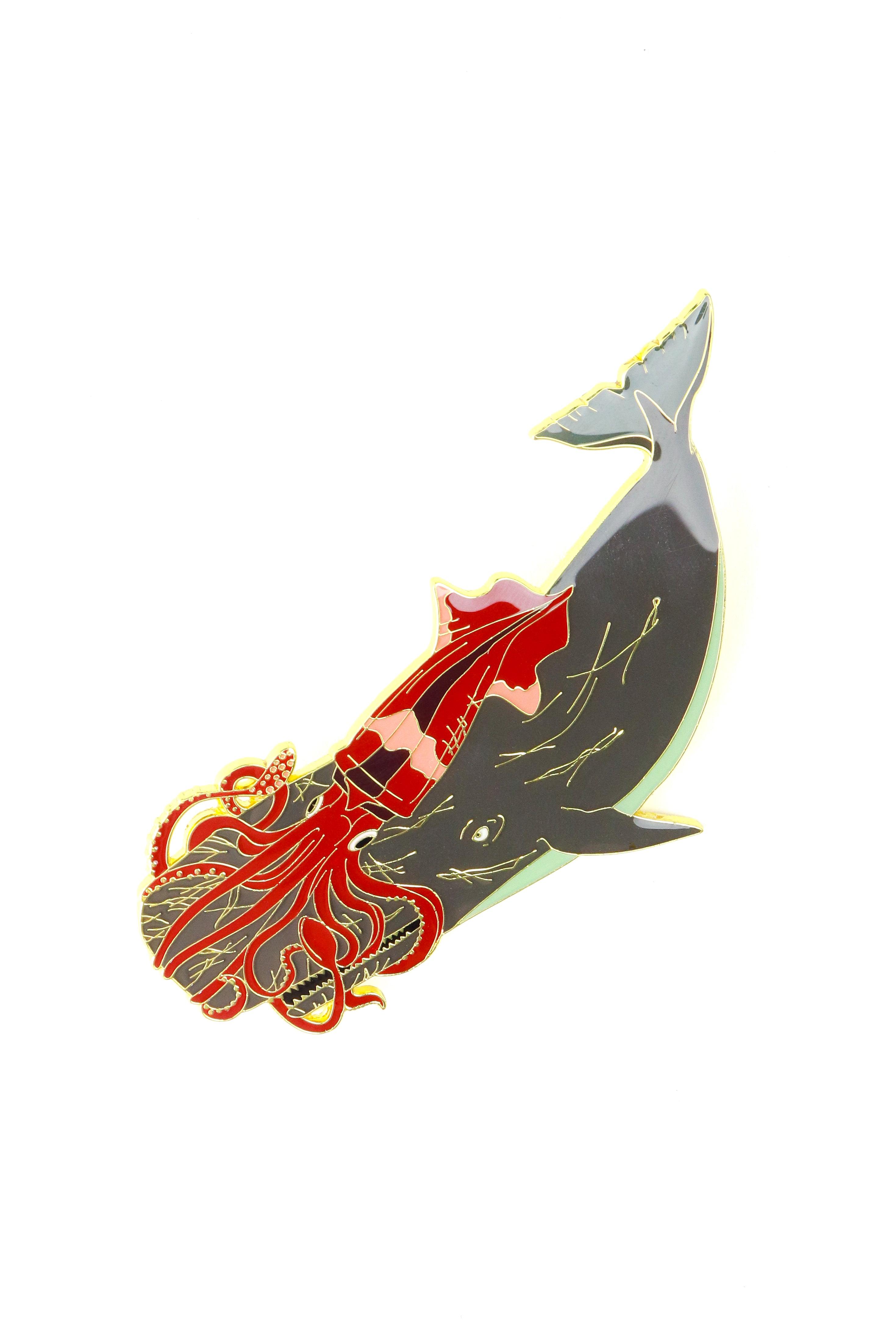 Giant Squid vs. Sperm Whale Enamel Pin (Architeuthis dux vs. Physeter macrocephalus), Default Title at Stemcell Science Shop
