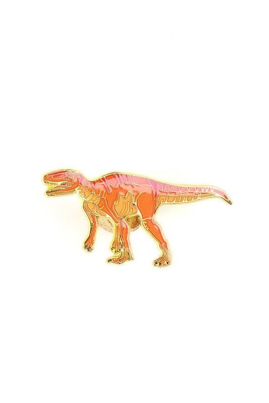 Transparent orange dinosaur model on a white background