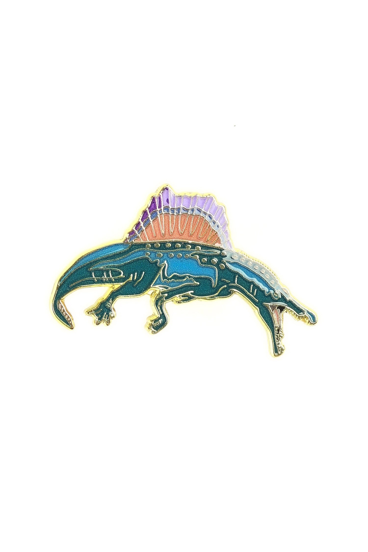 Decorative brooch with a colorful design on a white background