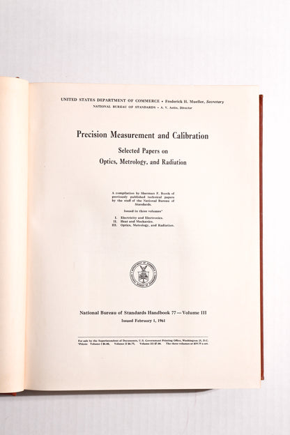 Precision Measurement and Calibration: Handbook 77, Volume 3