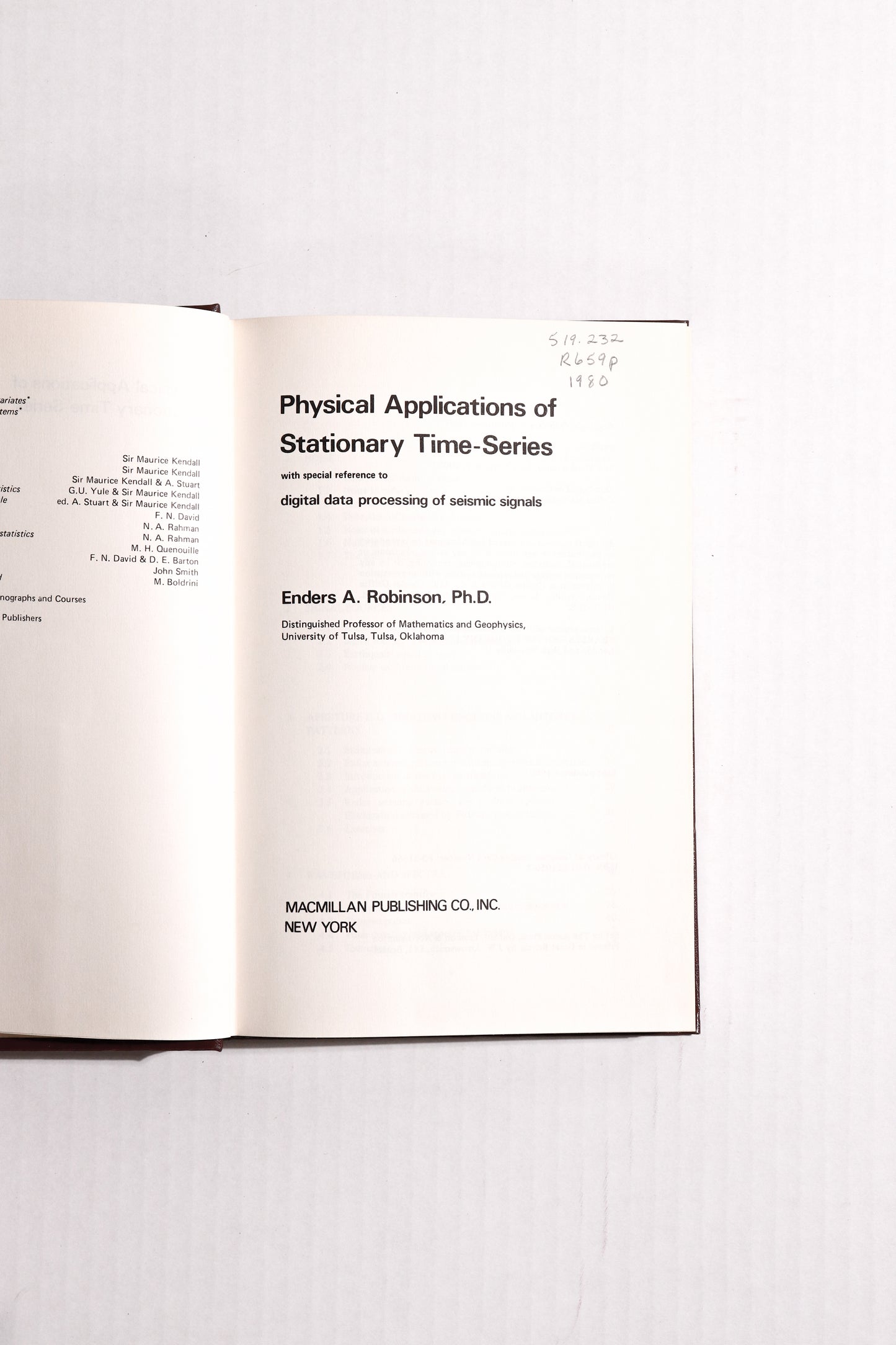 Physical Applications of Stationary Time-Series