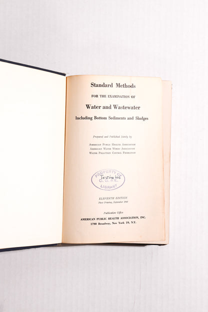 Standard Methods for the Examination of Water and Wastewater, Eleventh Edition, 1960, APHA, AWWA, WPCF
