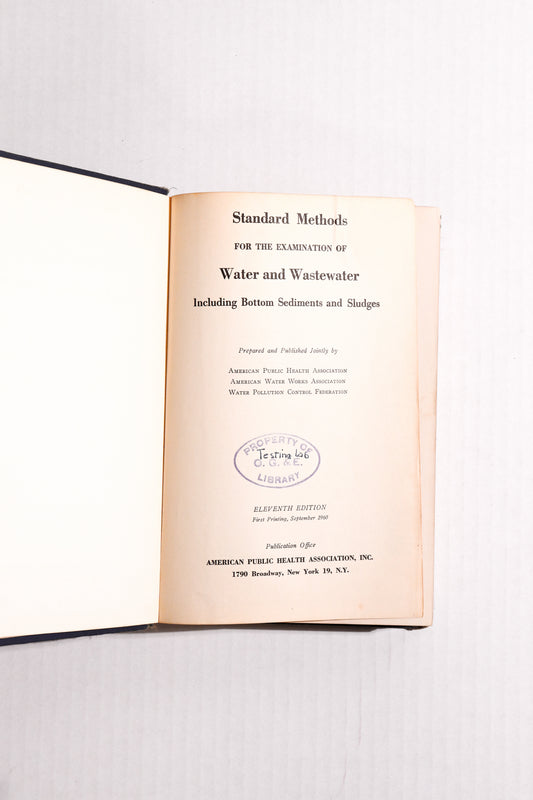Standard Methods for the Examination of Water and Wastewater, Eleventh Edition, 1960, APHA, AWWA, WPCF