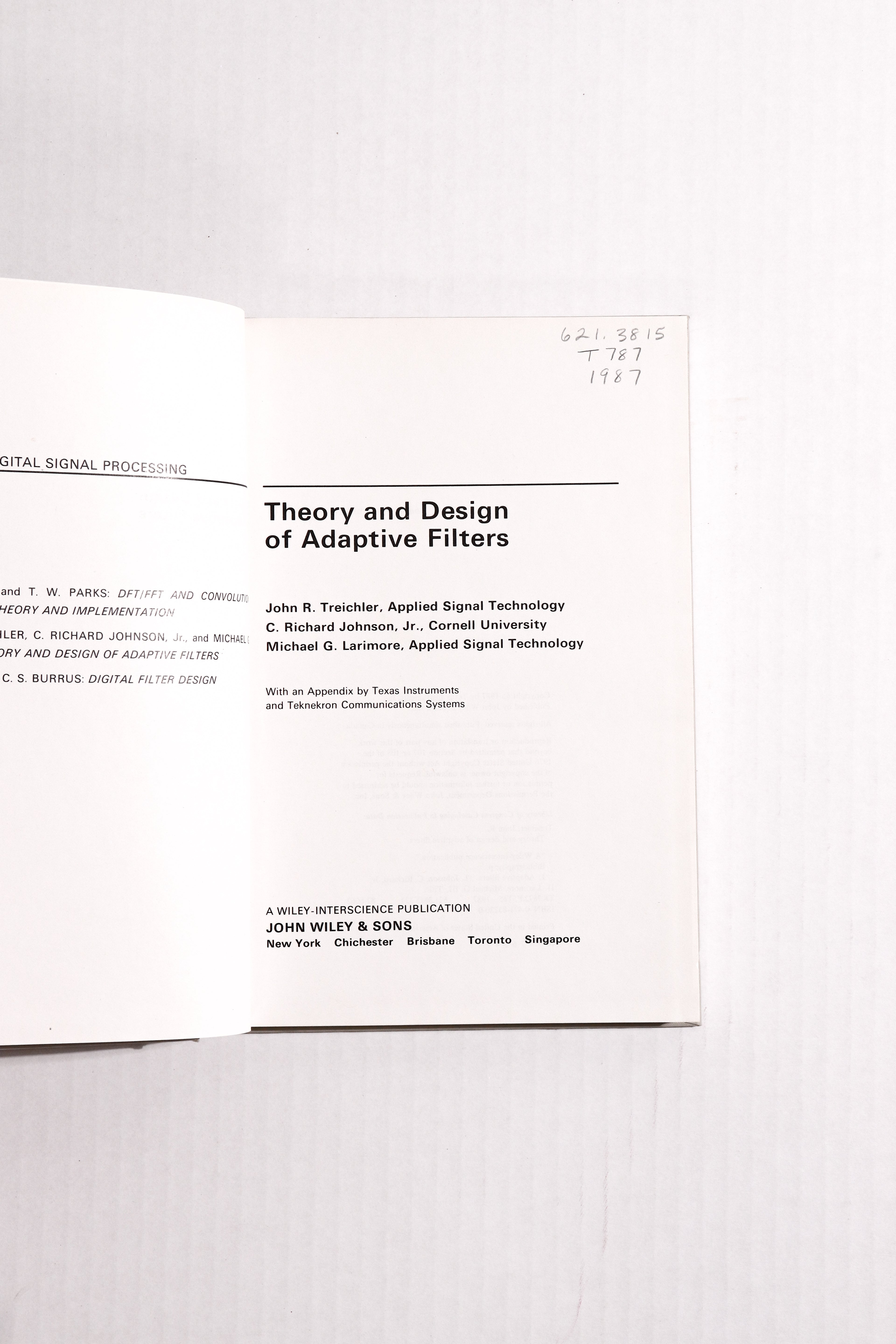 Theory and Design of Adaptive Filters