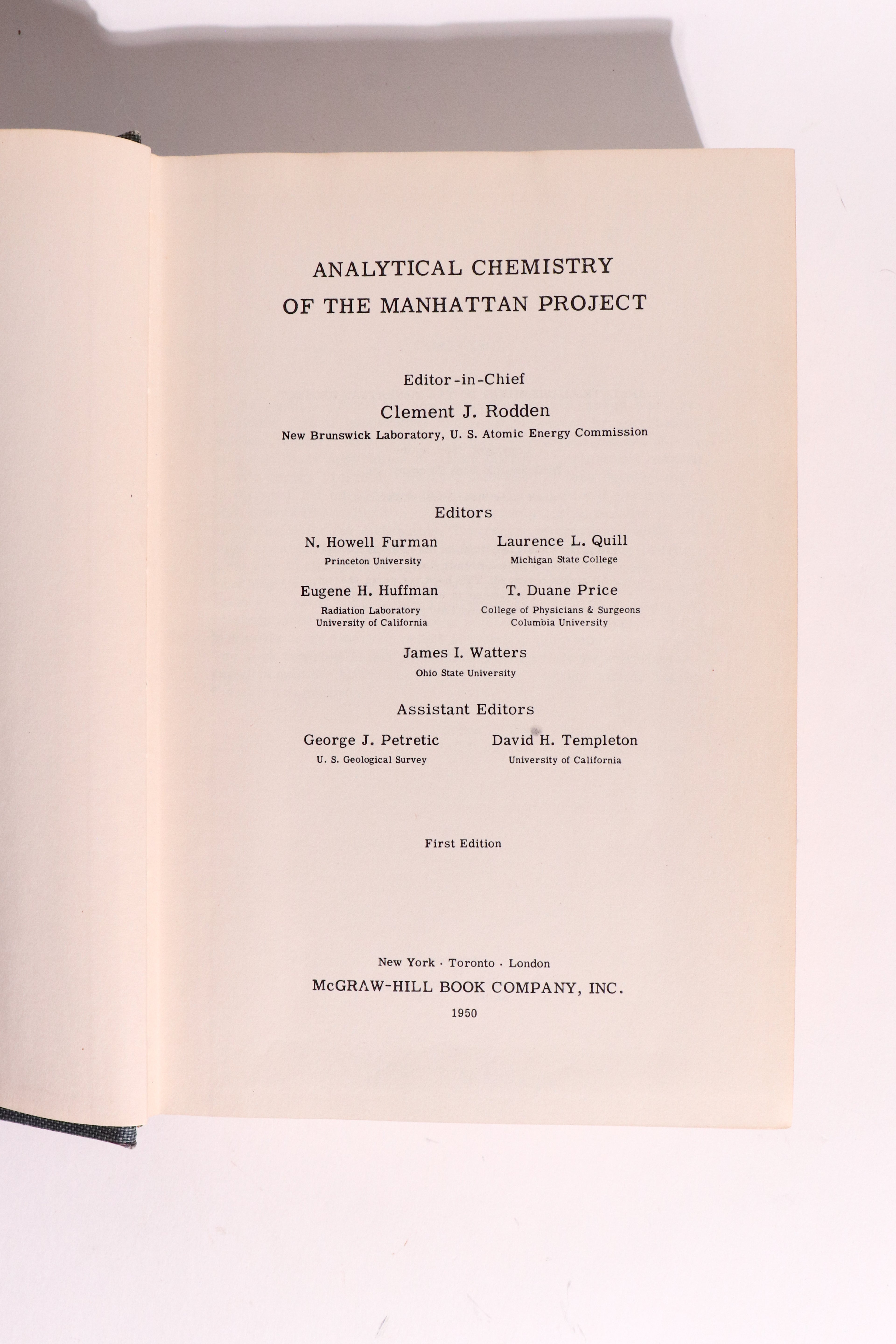 Analytical Chemistry of the Manhattan Project, First Edition 1950