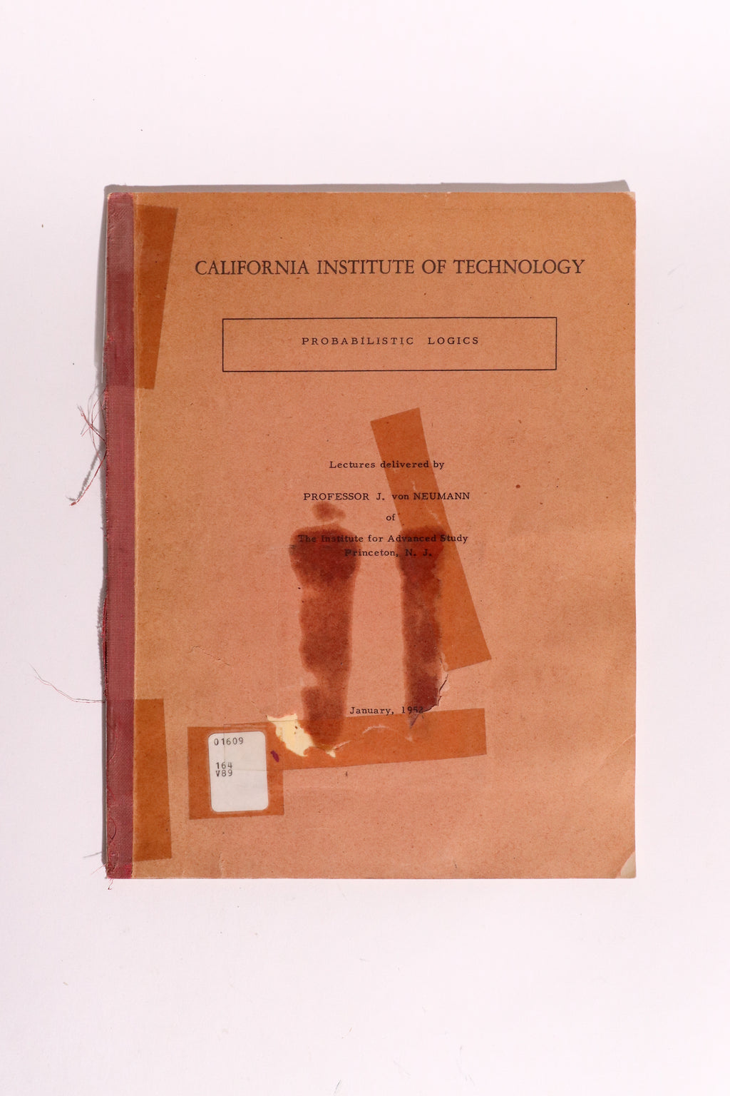 Original 1952 John von Neumann Caltech Lecture Notes — Probabilistic Logics & Early Fault-Tolerant Computing