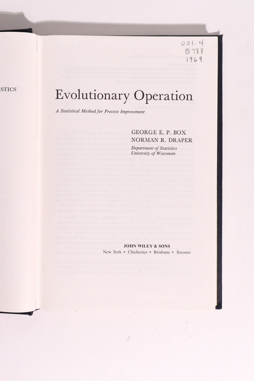 Evolutionary Operation: A Statistical Method for Process Improvement — Box & Draper, 1969