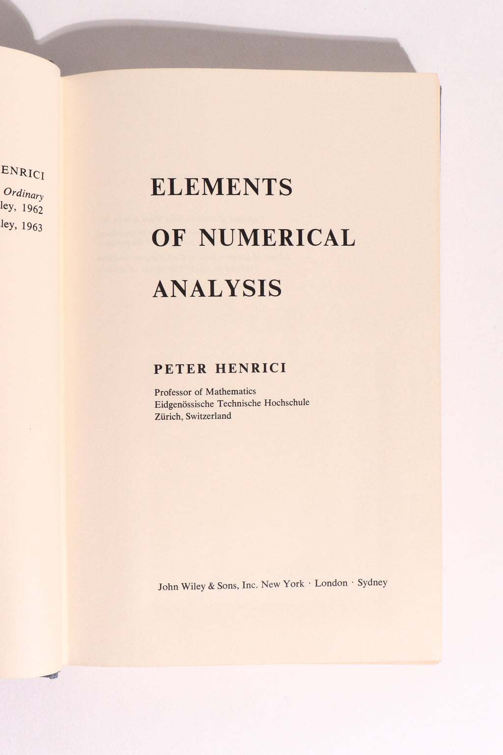 Elements of Numerical Analysis — Peter Henrici, First Edition 1964