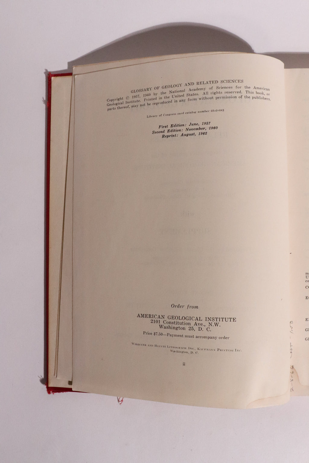 Glossary of Geology and Related Sciences w/ Supplement – American Geological Institute – 1962
