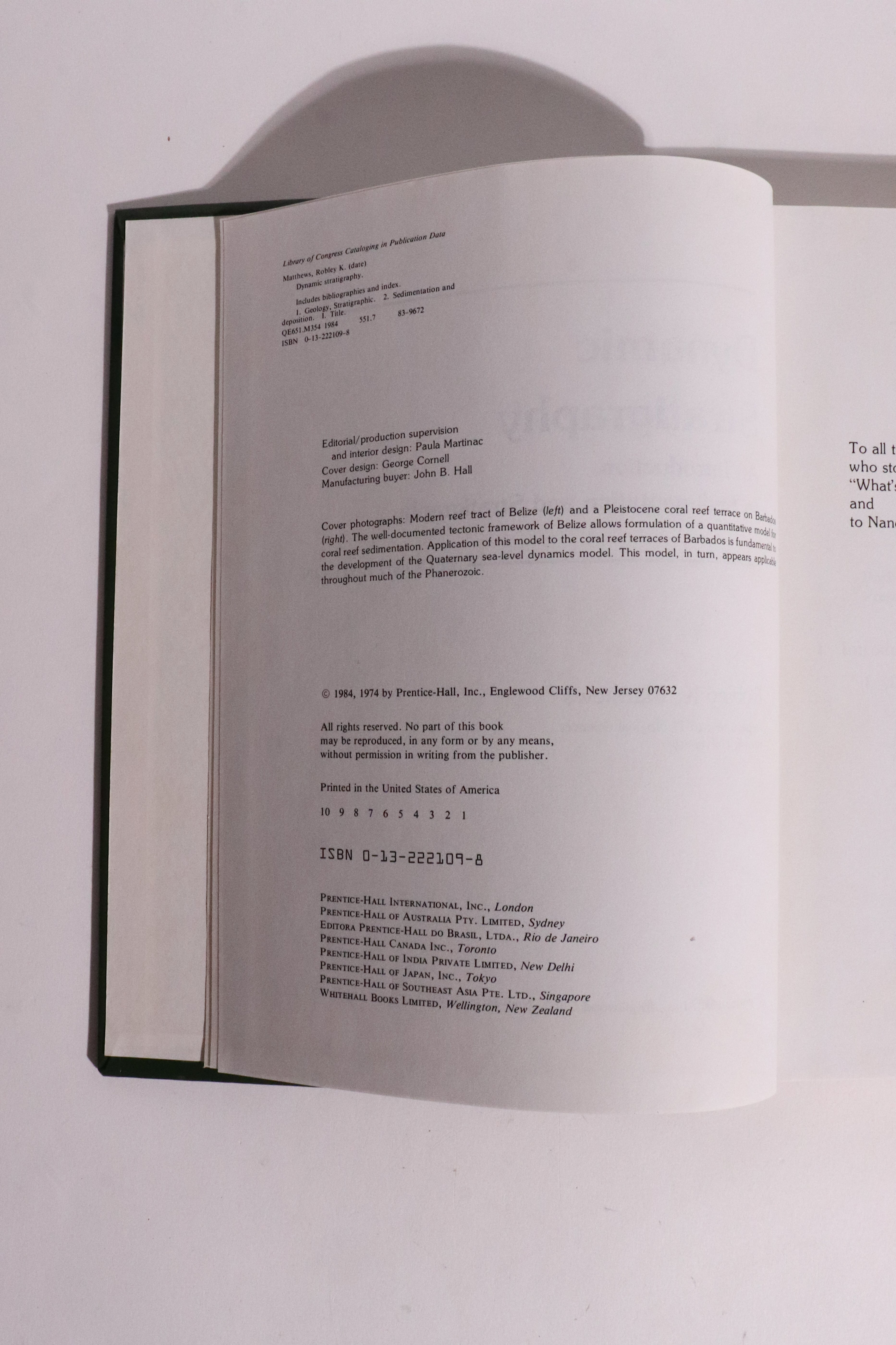 Dynamic Stratigraphy: An Introduction to Sedimentation and Stratigraphy – Robley K. Matthews – 2nd Edition, 1984