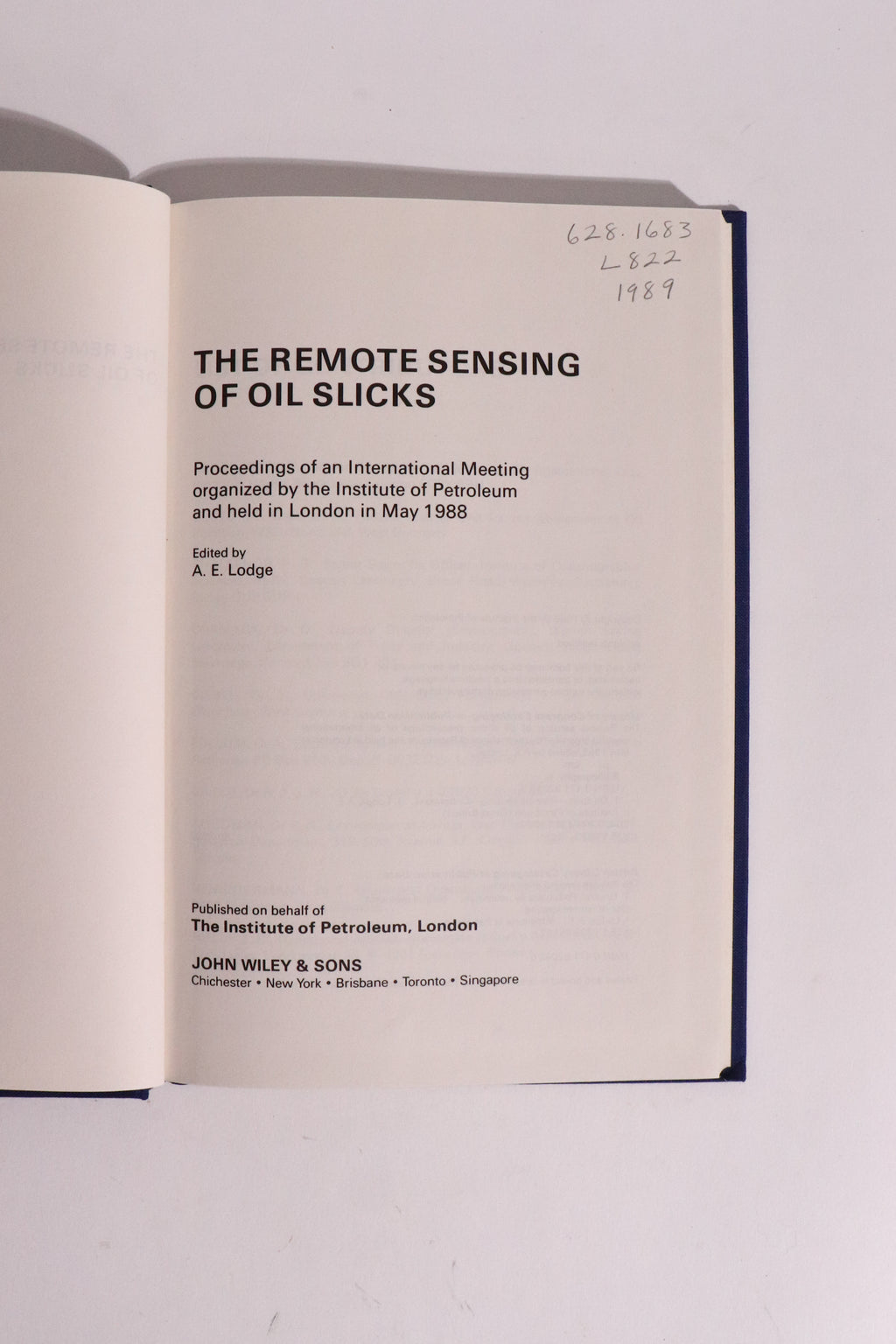 The Remote Sensing of Oil Slicks — 1989