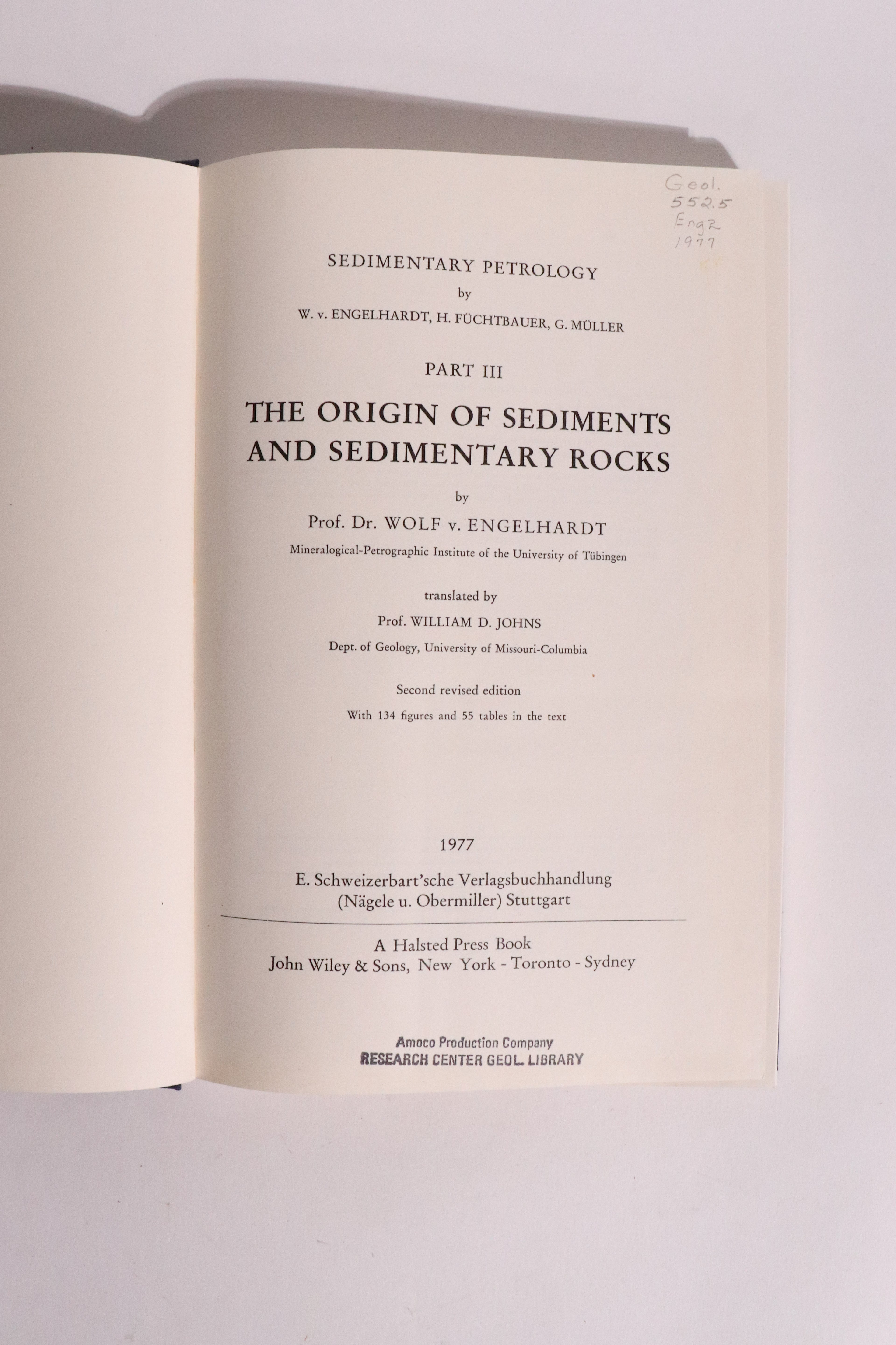 The Origin of Sediments and Sedimentary Rocks — Wolf von Engelhardt (1977)