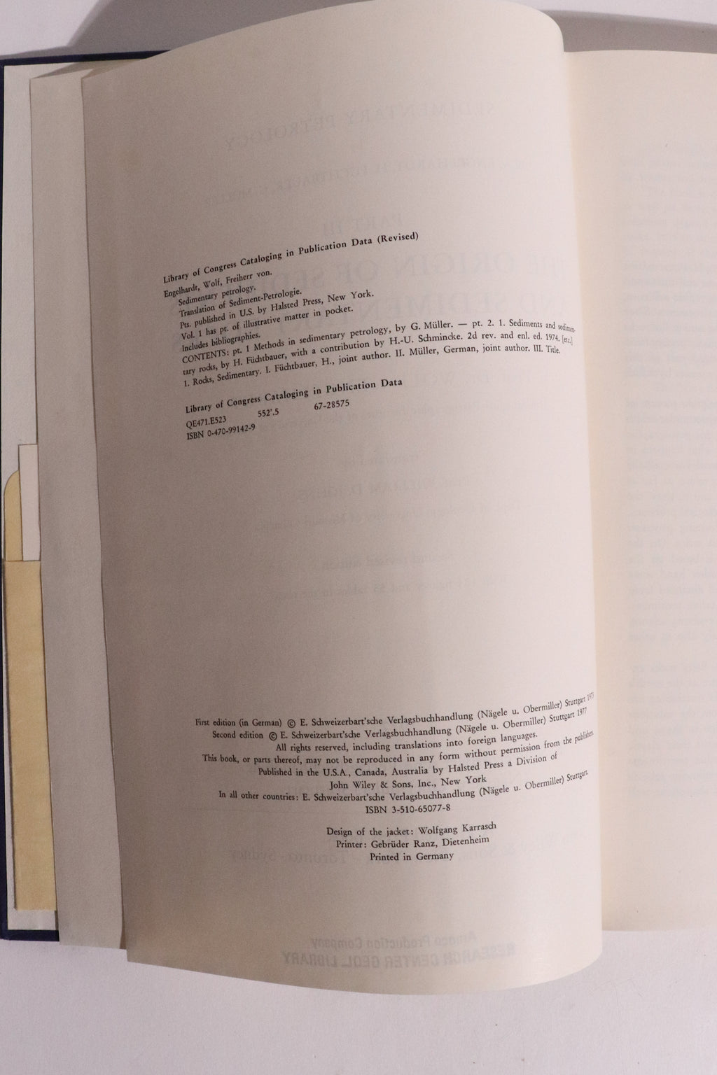 The Origin of Sediments and Sedimentary Rocks — Wolf von Engelhardt (1977)
