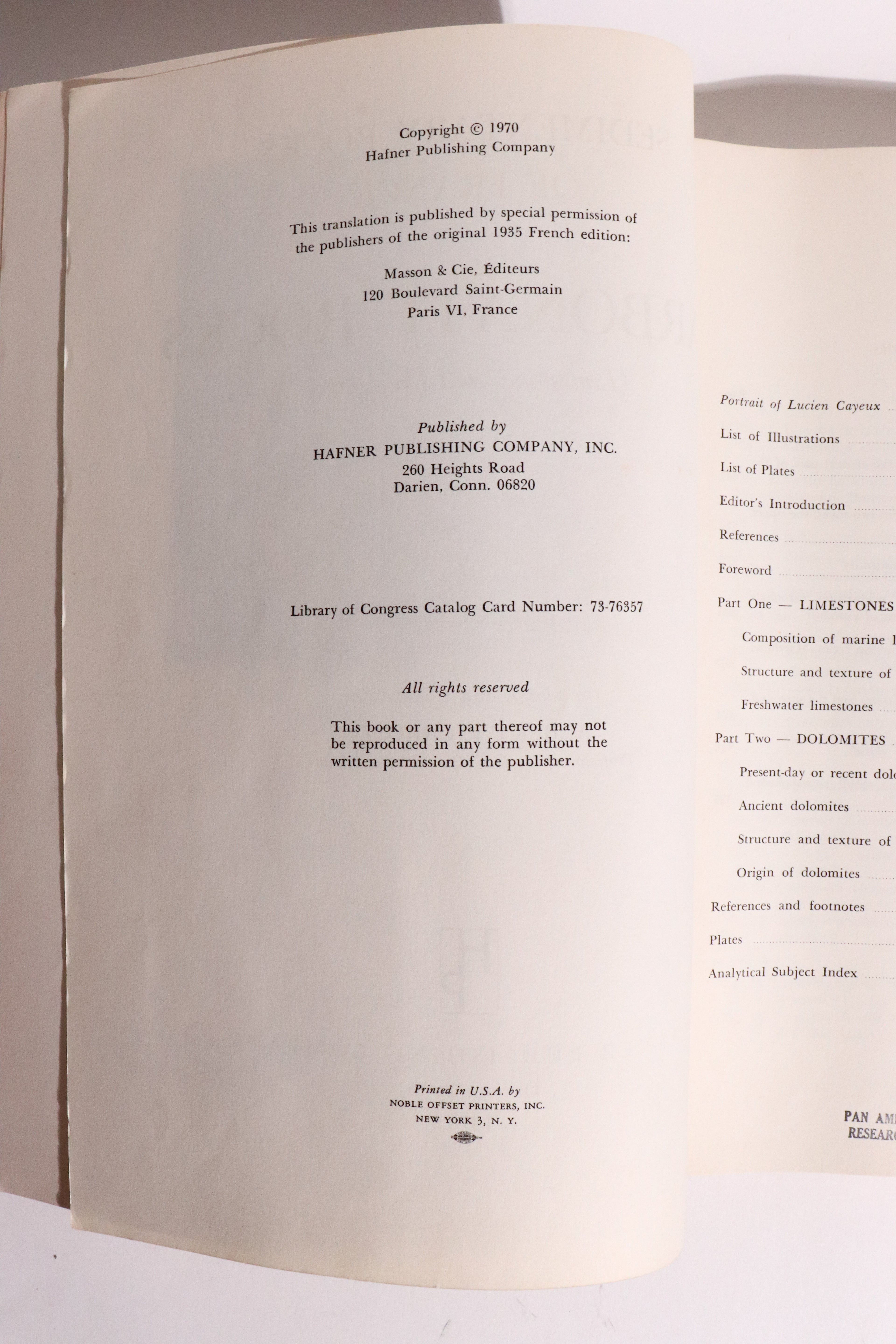 Sedimentary Rocks of France: Carbonate Rocks (Limestones and Dolomites) — Lucien Cayeux, First English Edition (1970)