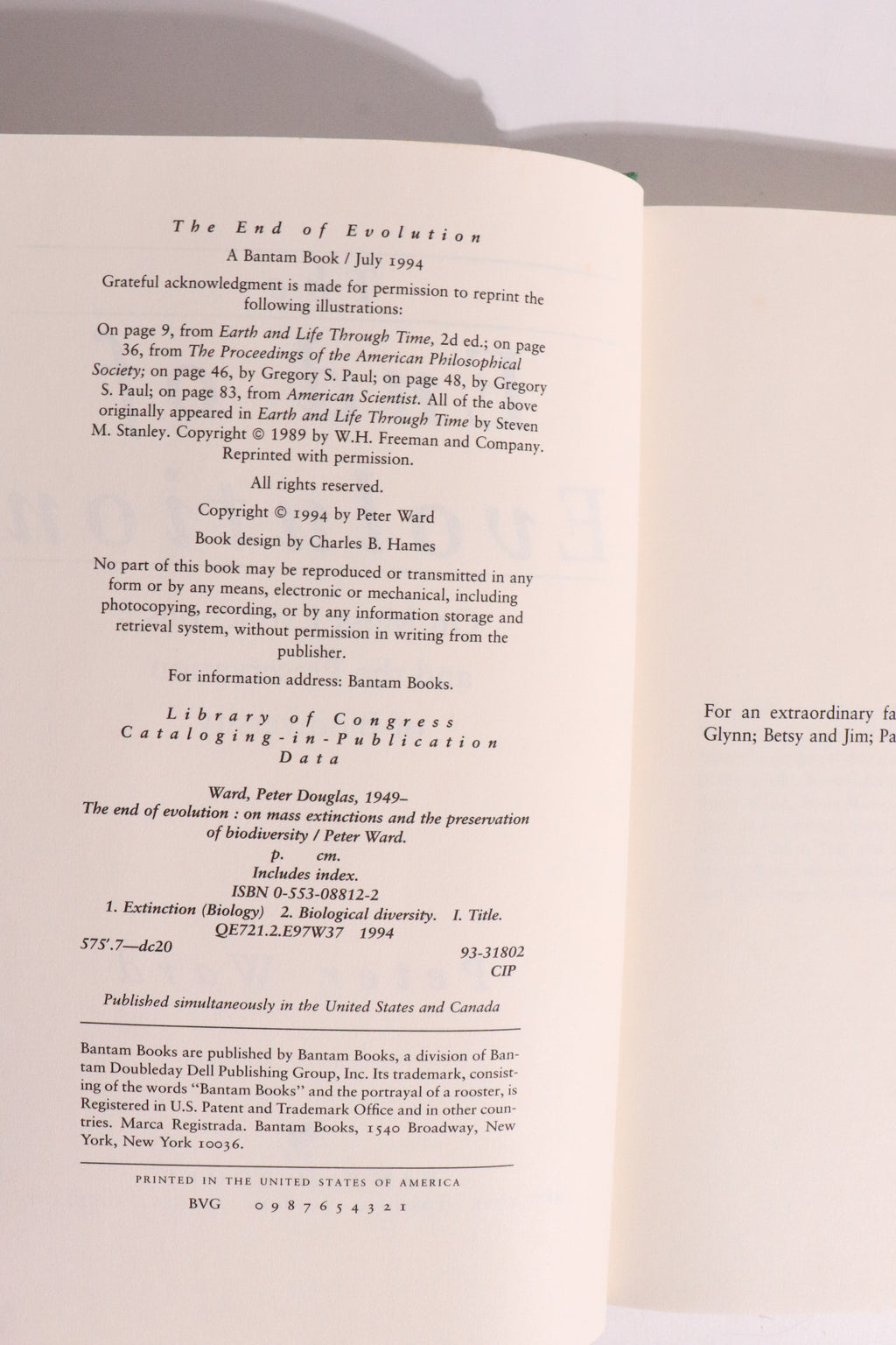 The End of Evolution: On Mass Extinctions and the Preservation of Biodiversity — Peter Ward, First Edition, First Printing (1994)