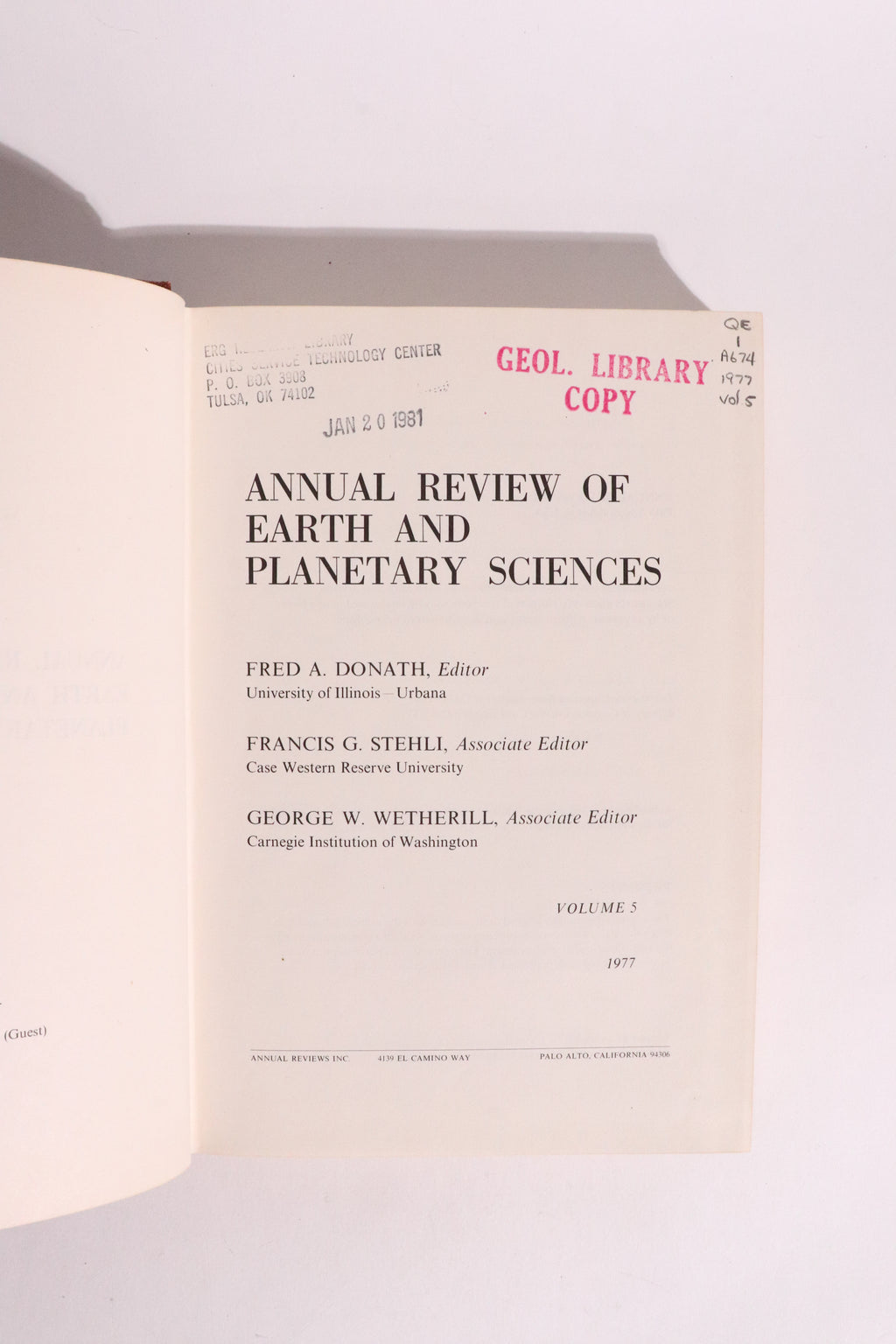 Annual Review of Earth and Planetary Sciences, Volume 5 (1977) — Geology, Moon, Mars & Paleoclimate