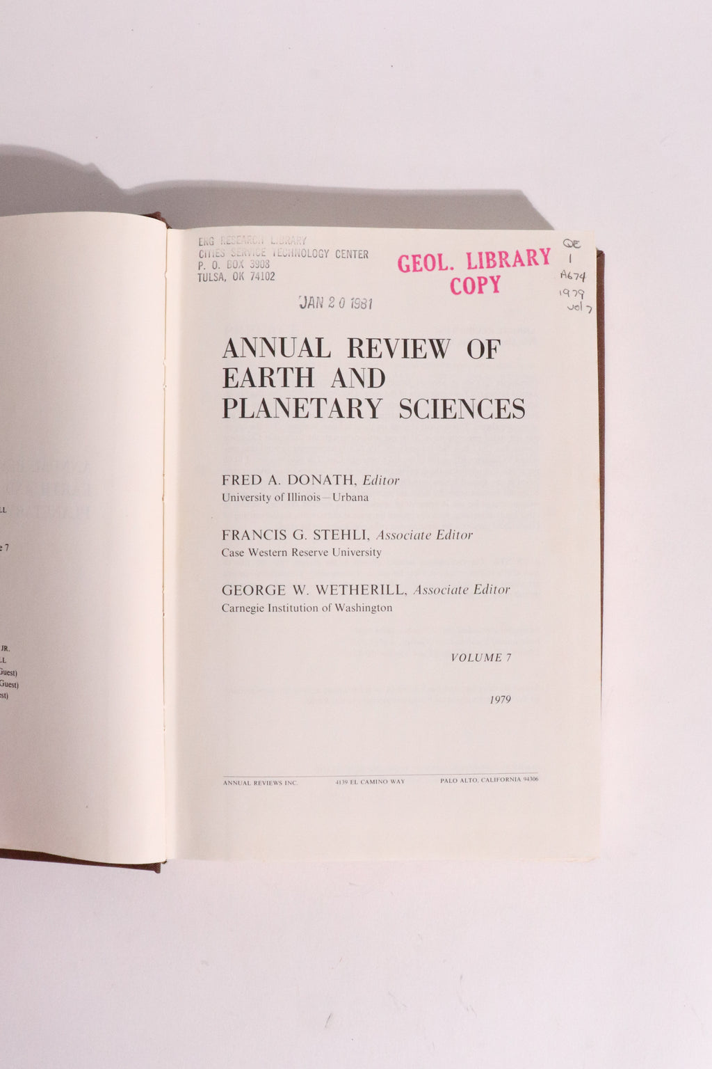 Annual Review of Earth and Planetary Sciences, Volume 7 (1979) — Dinosaur Extinction, Climate, Jupiter & Planetary Geology