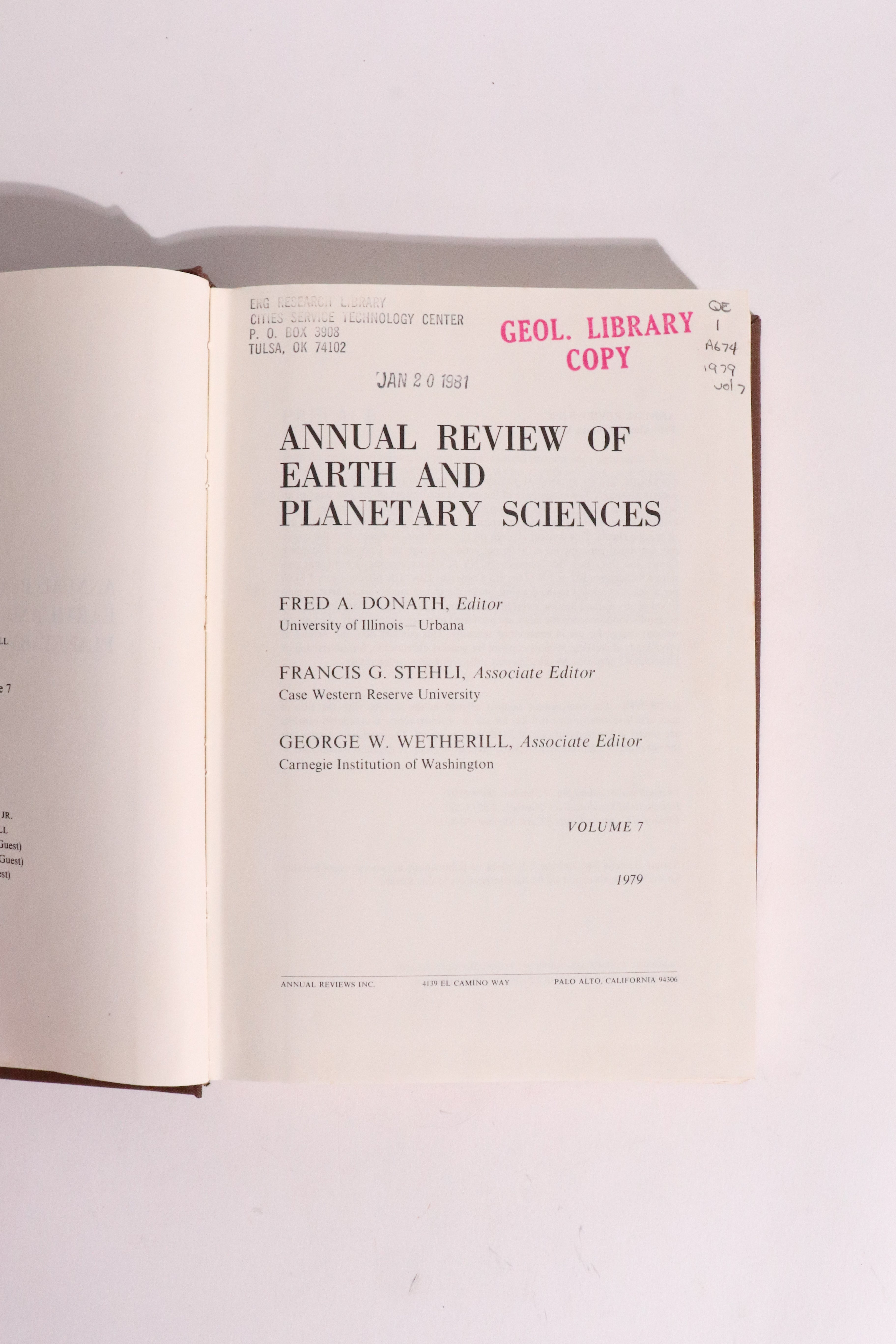 Annual Review of Earth and Planetary Sciences, Volume 7 (1979) — Dinosaur Extinction, Climate, Jupiter & Planetary Geology