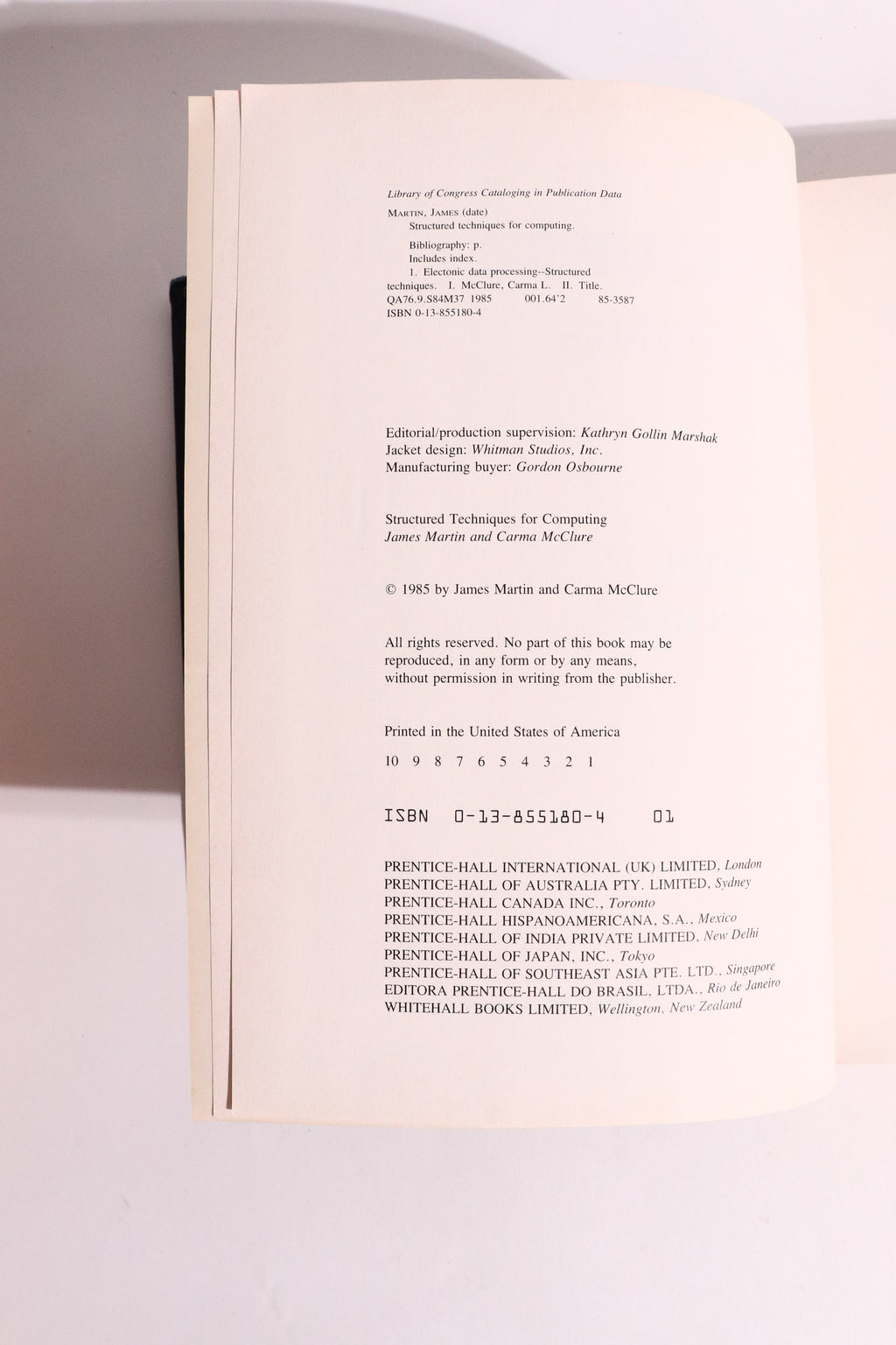 Structured Techniques for Computing — James Martin & Carma McClure | Early Software Engineering & CASE, First Printing (1985)