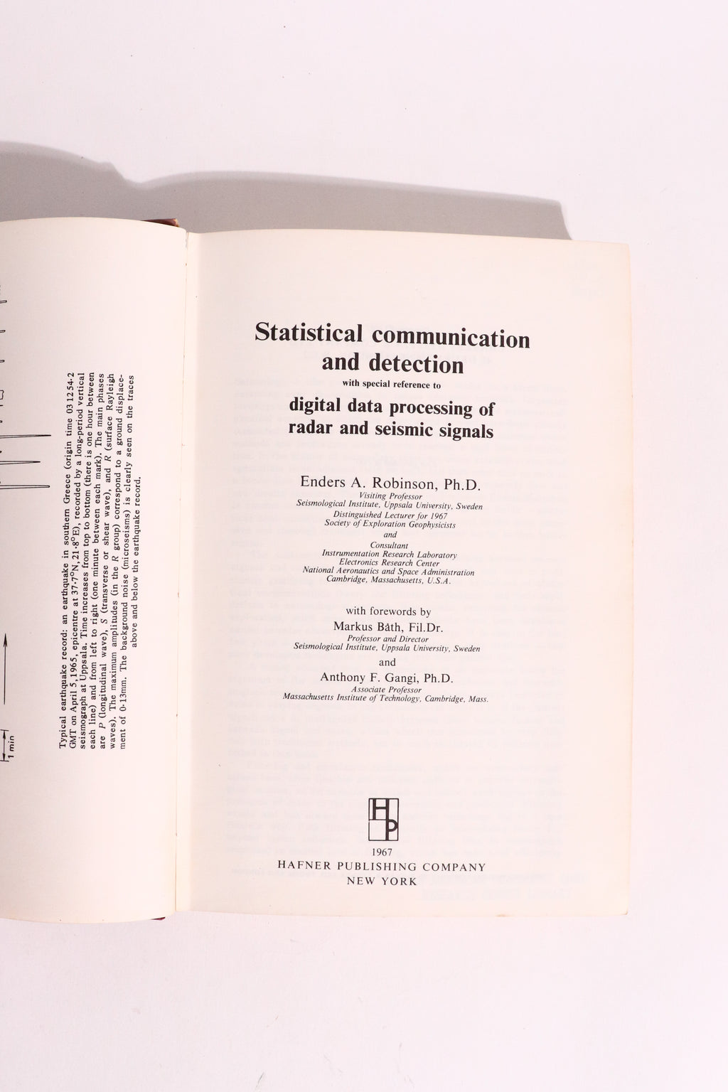 Statistical Communication and Detection: Digital Processing of Radar & Seismic Signals — Enders A. Robinson, First Edition / U.S. Issue (1967)