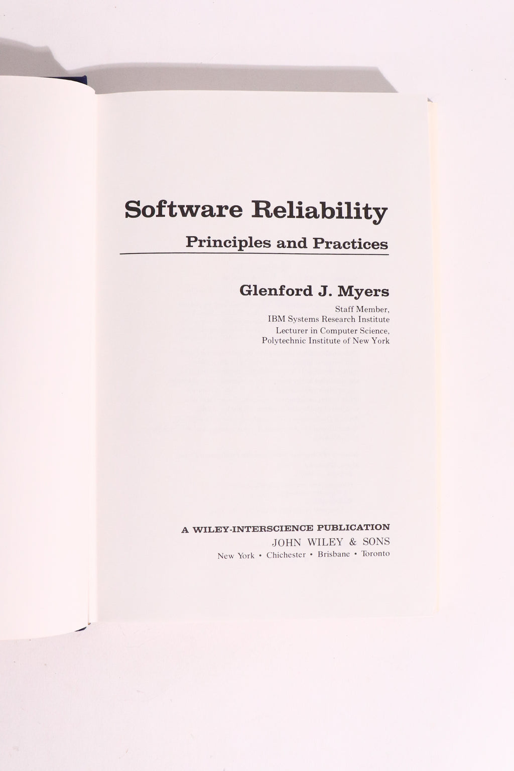 Software Reliability: Principles & Practices — Glenford J. Myers, 1976 | Vintage Software Engineering