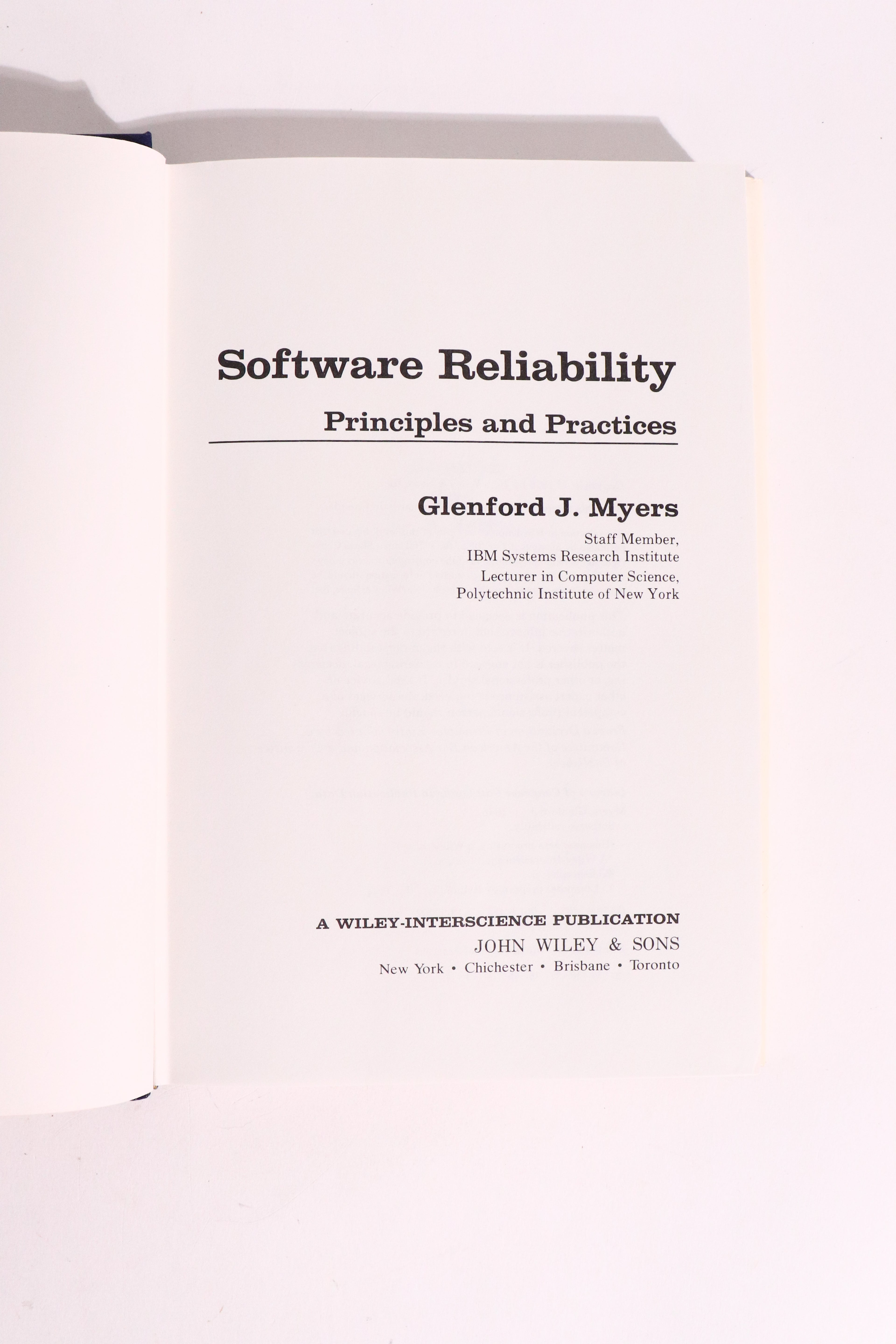 Software Reliability: Principles & Practices — Glenford J. Myers, 1976 | Vintage Software Engineering