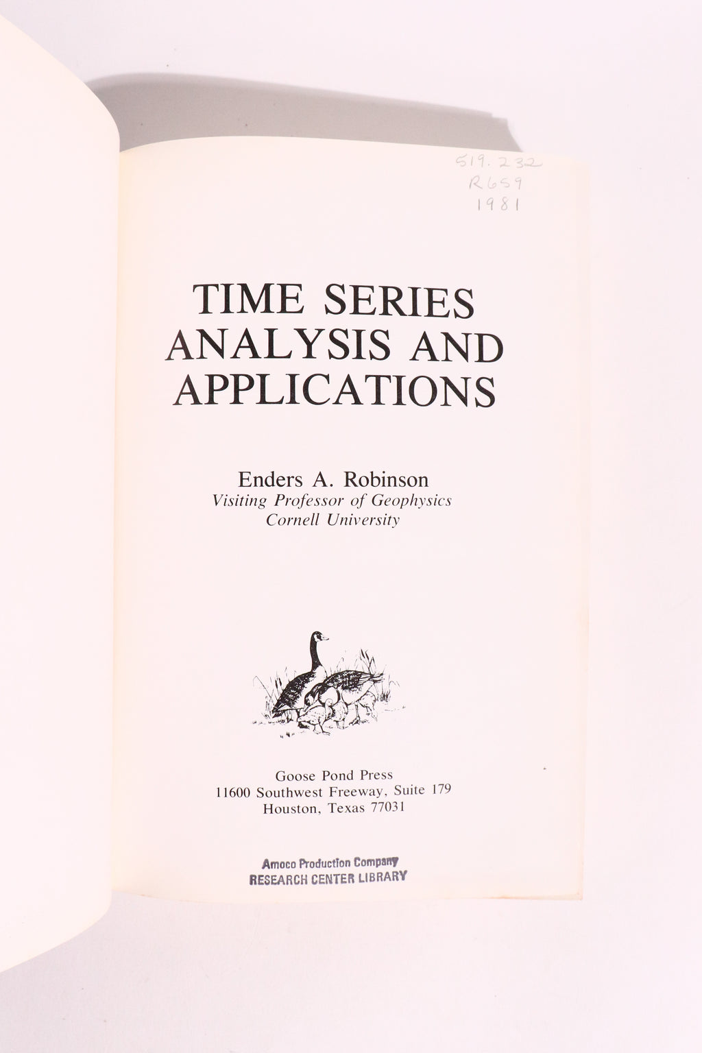 Time Series Analysis and Applications — Enders A. Robinson, 1981 First Printing | Signal Processing & Statistics
