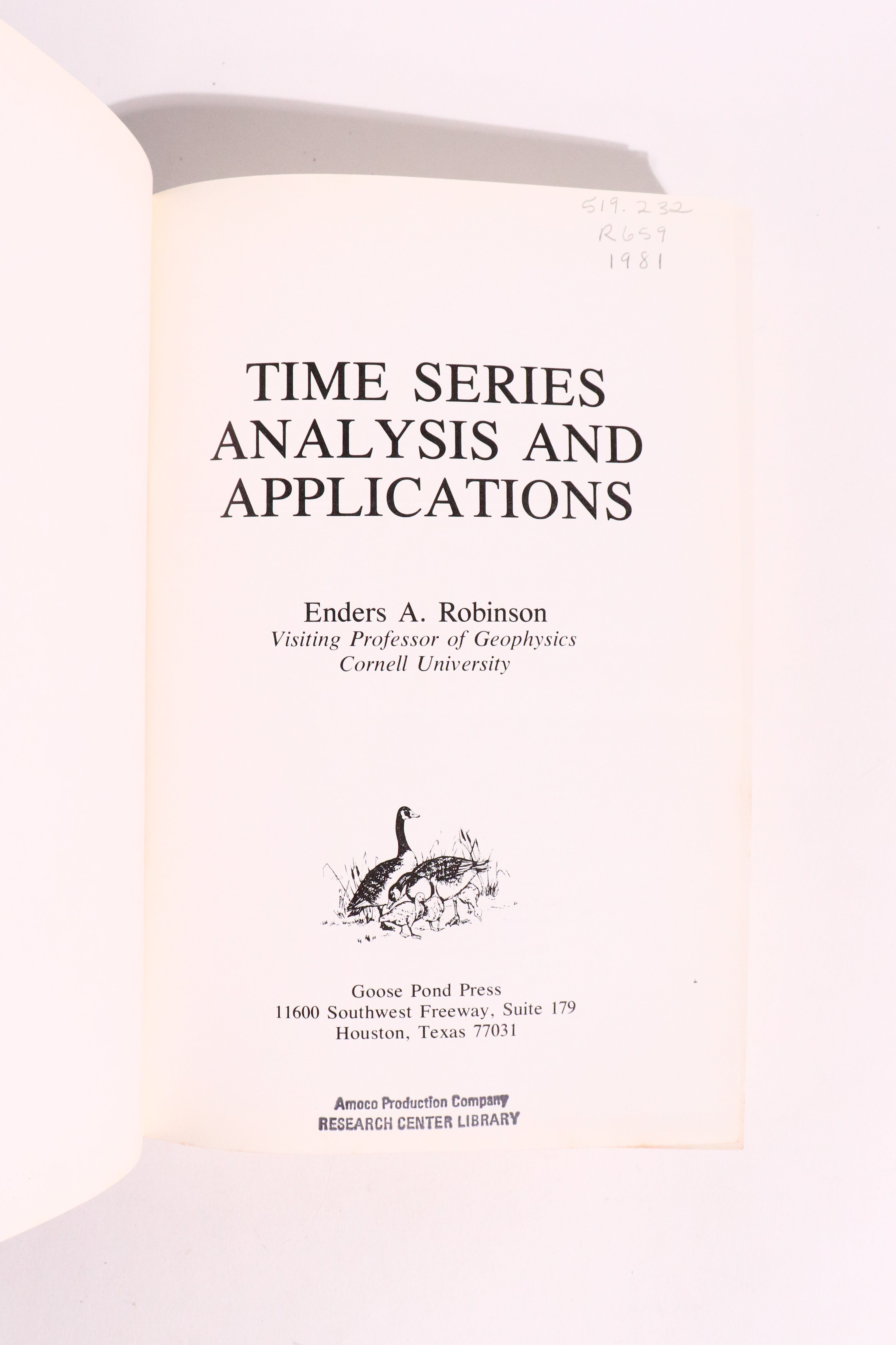Time Series Analysis and Applications — Enders A. Robinson, 1981 First Printing | Signal Processing & Statistics