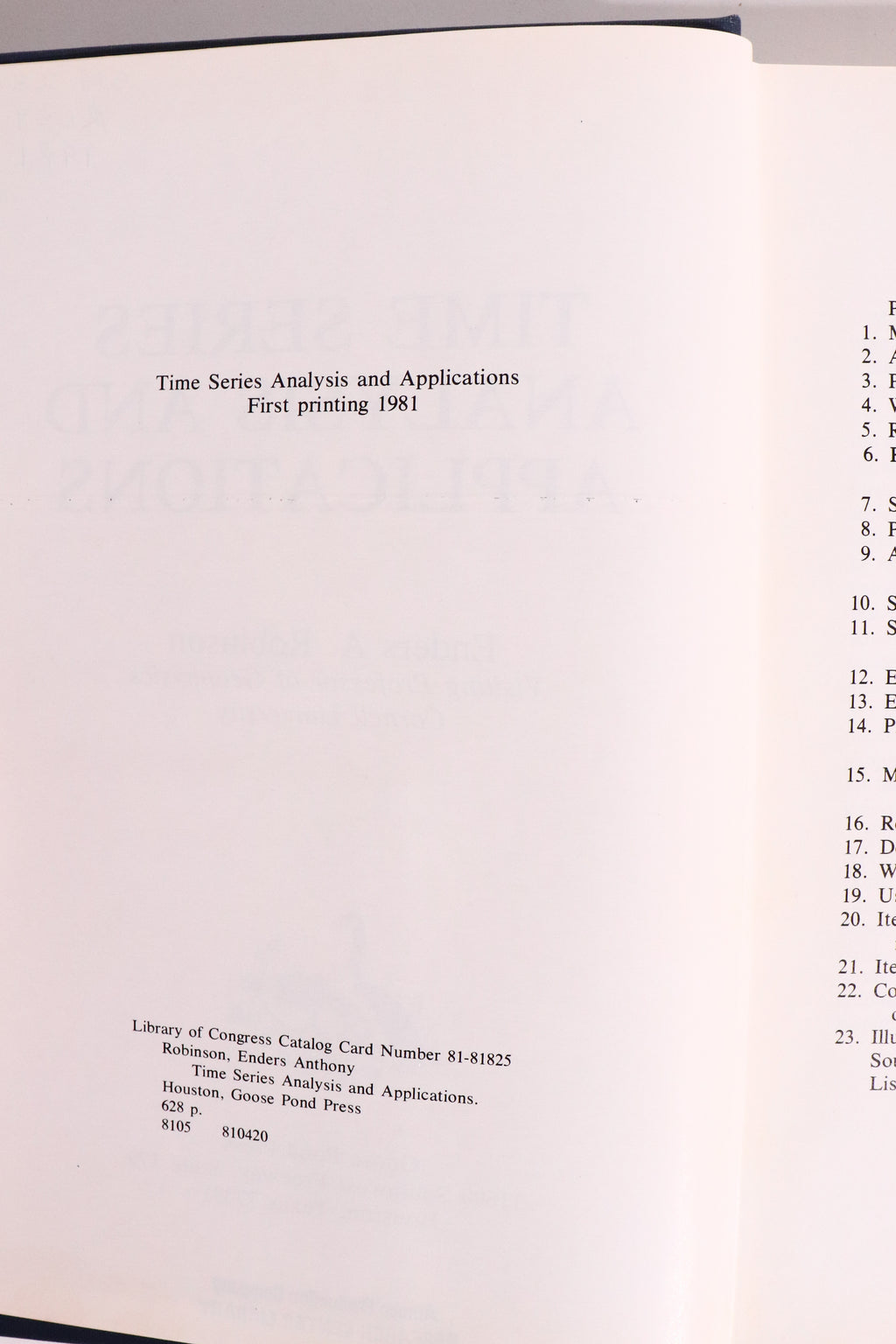 Time Series Analysis and Applications — Enders A. Robinson, 1981 First Printing | Signal Processing & Statistics
