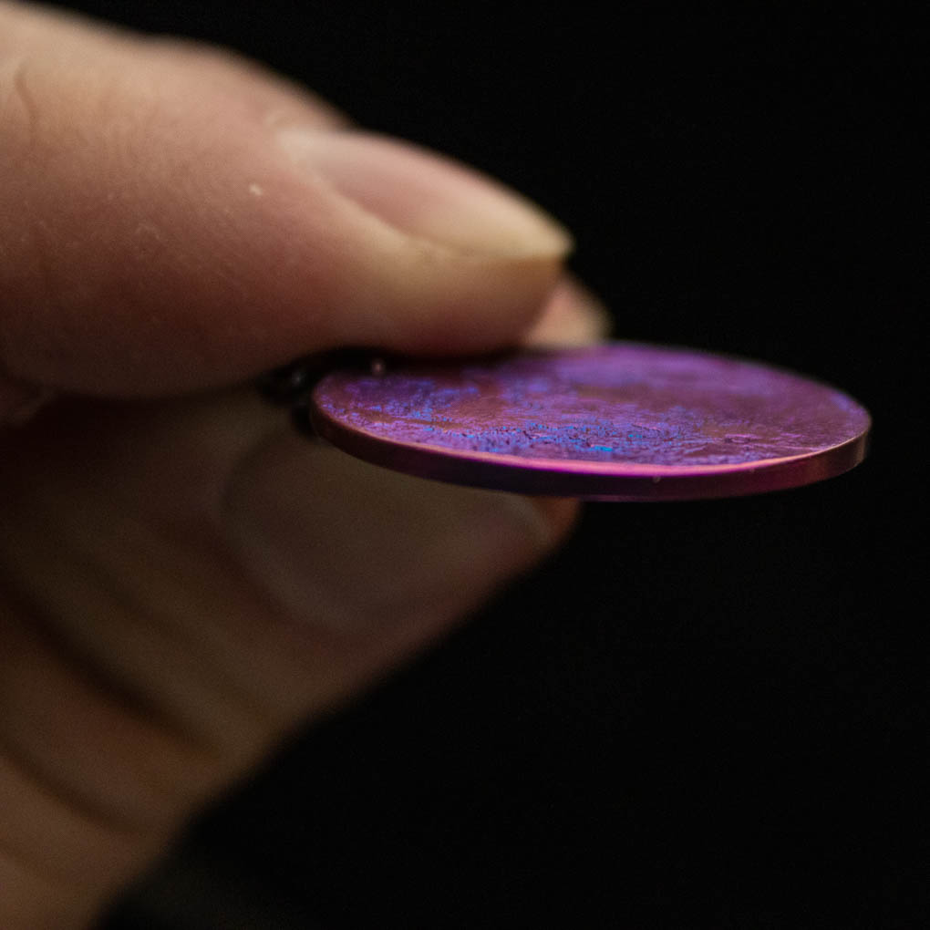 Blue and Purple Moon Necklace - 1 in / 26 mm Anodized Niobium Pendant