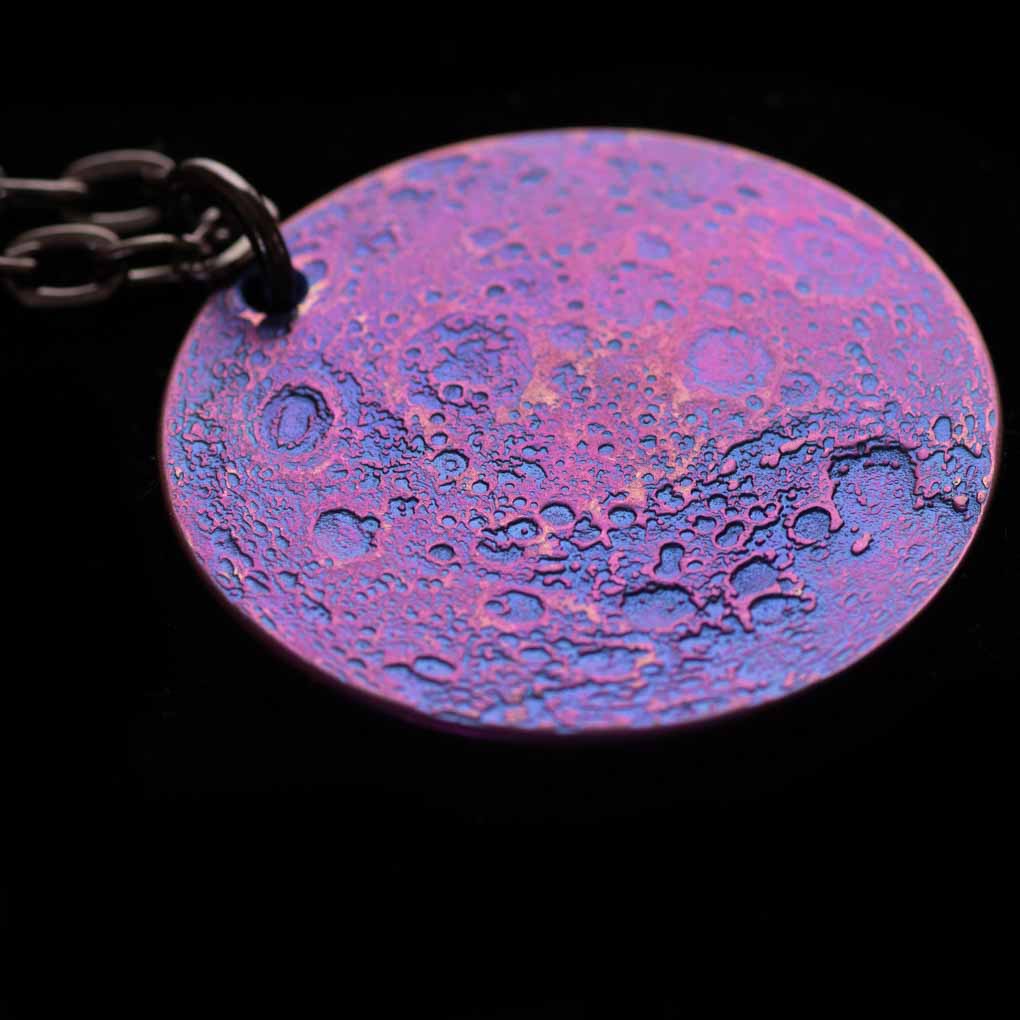 Blue and Purple Moon Necklace - 1 in / 26 mm Anodized Niobium Pendant
