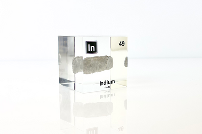 Indium Element Cube - 2" Acrylic Display - Atomic Number 49