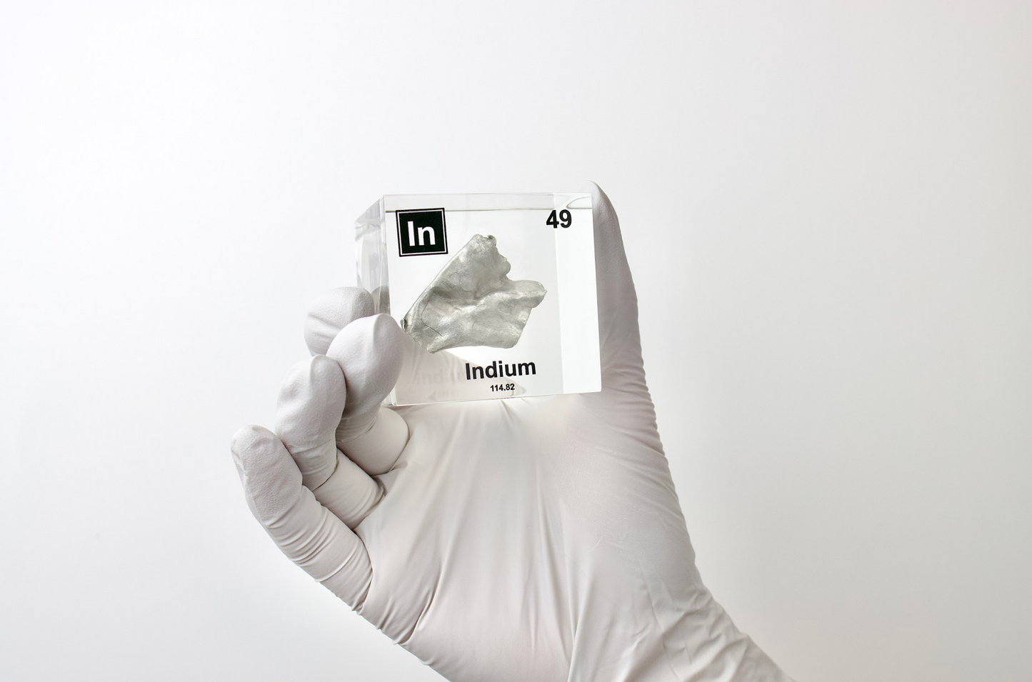 Indium Element Cube - 2" Acrylic Display - Atomic Number 49