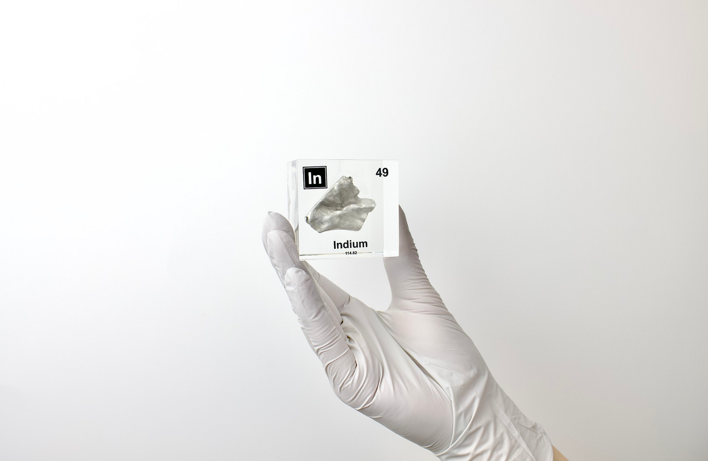 Indium Element Cube - 2" Acrylic Display - Atomic Number 49
