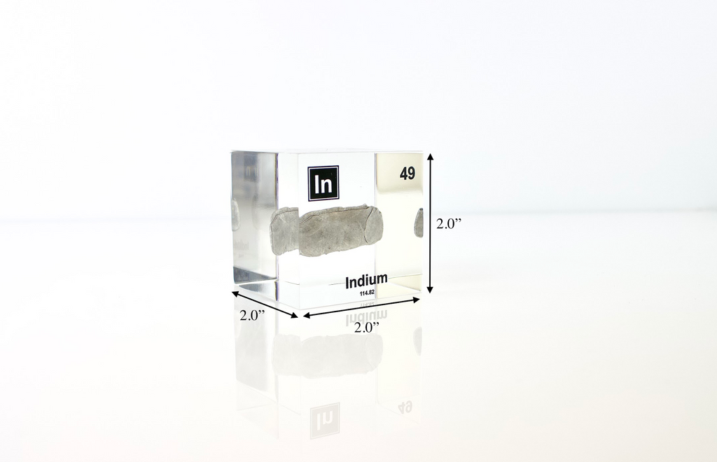 Indium Element Cube - 2" Acrylic Display - Atomic Number 49