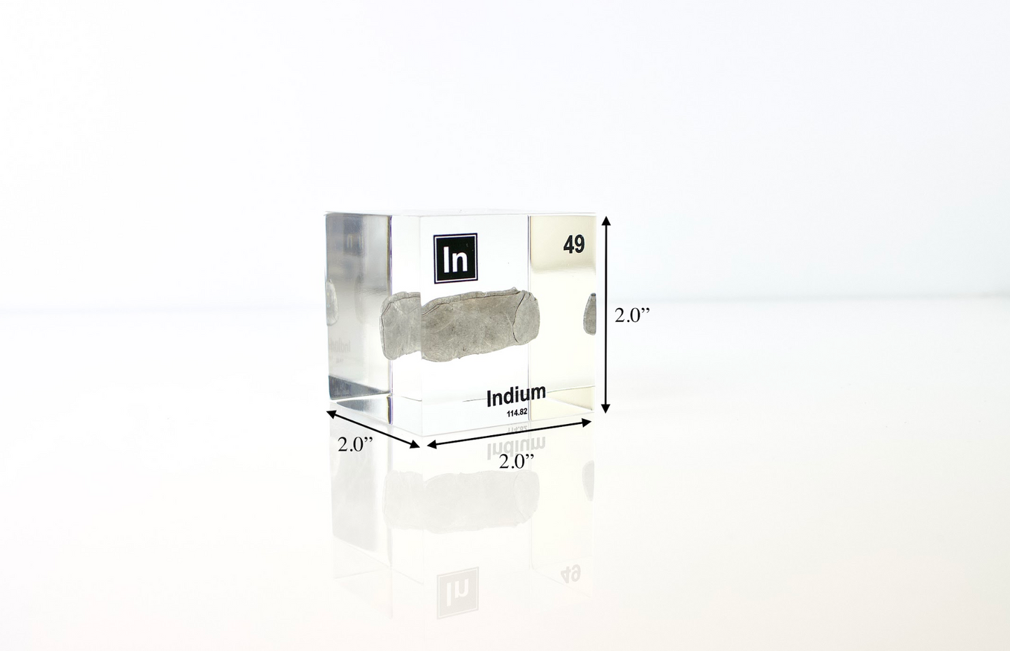 Indium Element Cube - 2" Acrylic Display - Atomic Number 49