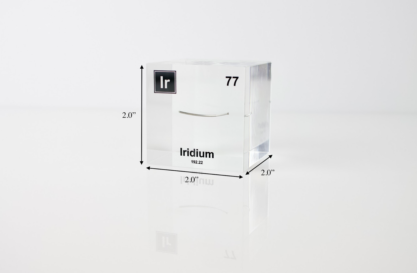 Iridium Element Cube - 2" Acrylic Display - Atomic Number 77